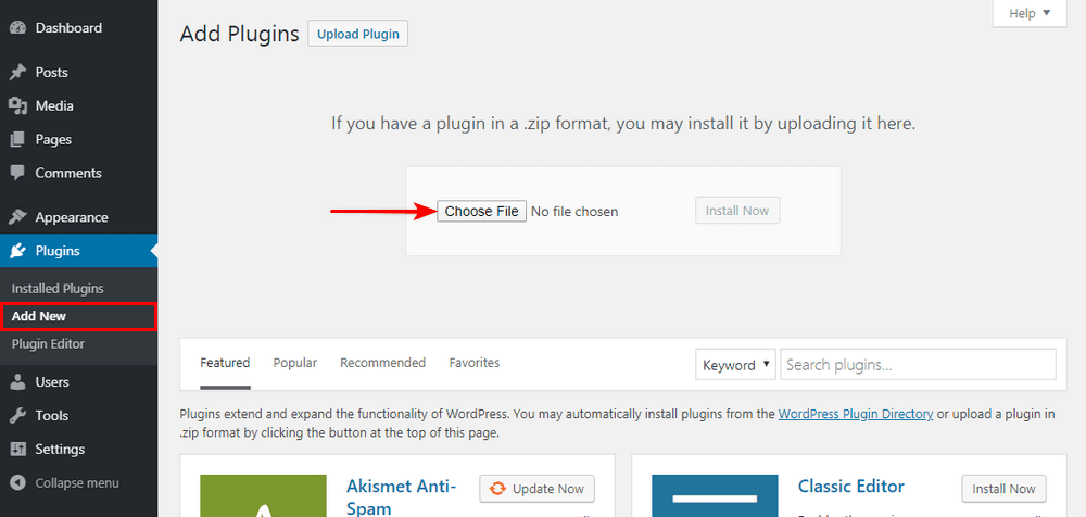 Upload plugin in WordPress